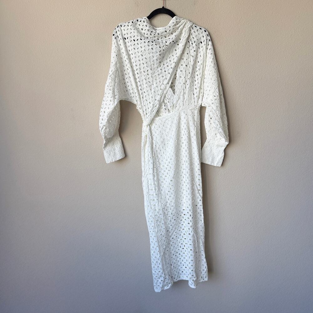 ASOS Edition White Broderie Cotton Wrap Midi Dress NEW Size 0 - Picture 3 of 5